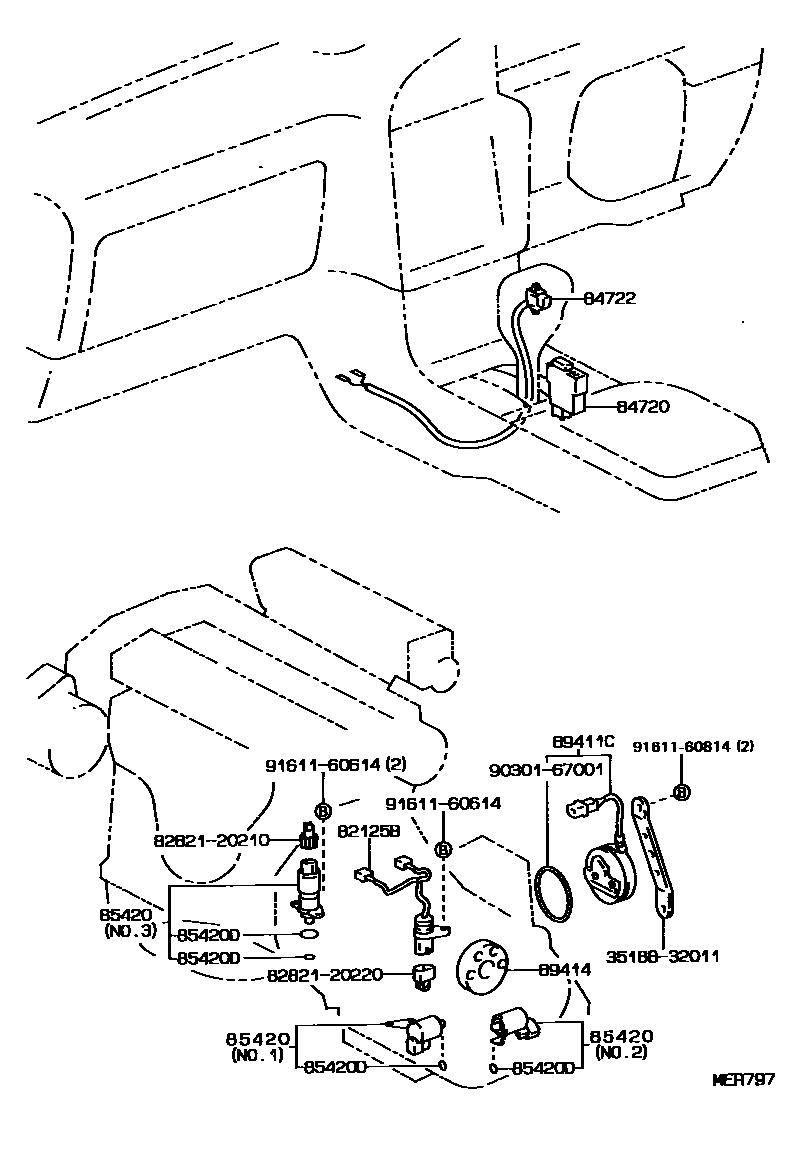 Toyota CAMRY 超速档和电子控制变速器 EPC diagram — MER797