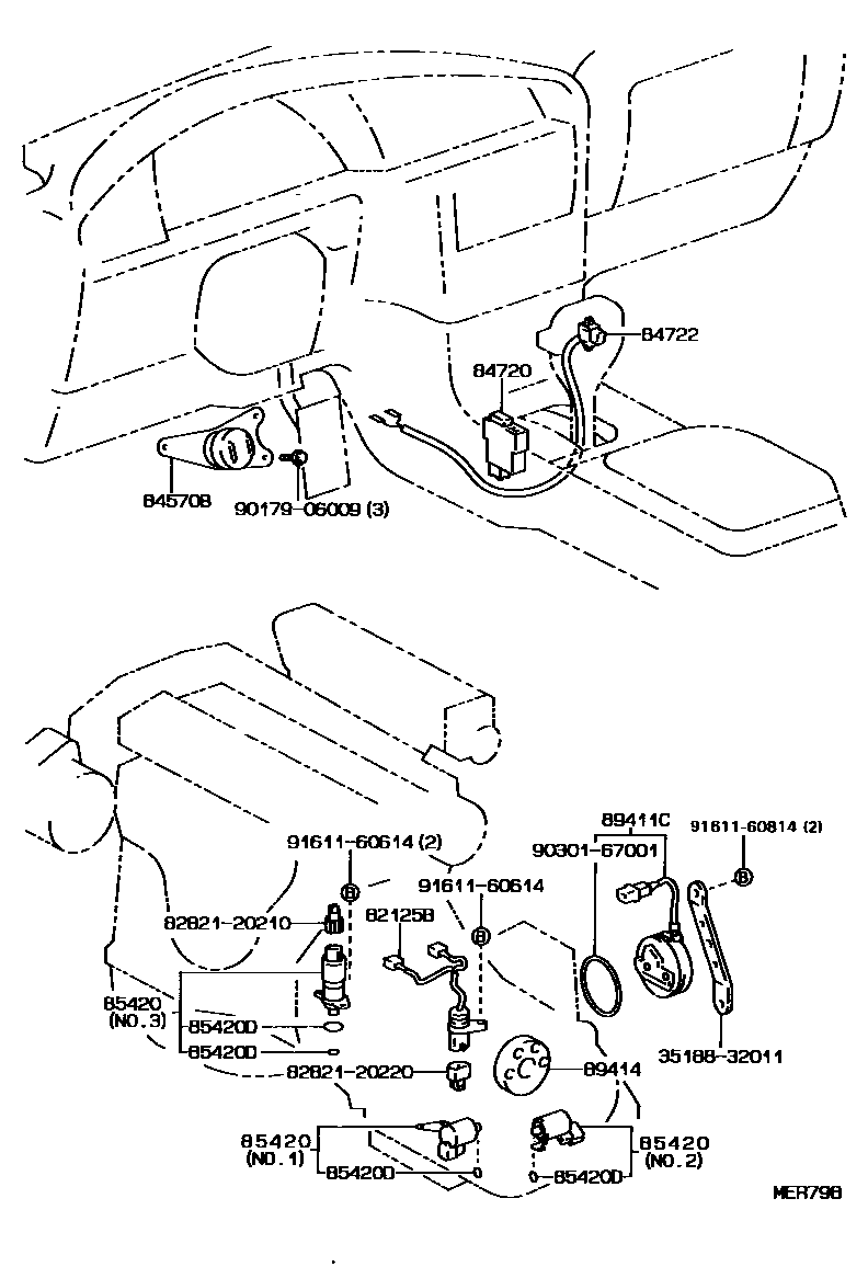 Toyota CAMRY 超速档和电子控制变速器 EPC diagram — MER798