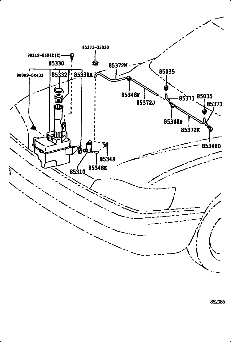 Toyota CAMRY 挡风玻璃清洗器 EPC diagram — 852085