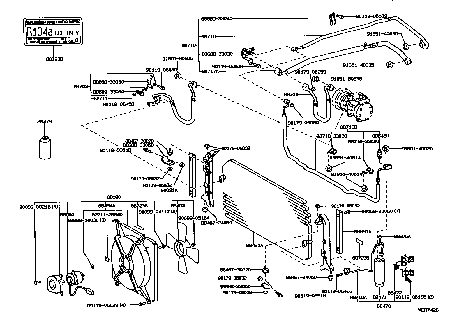 Toyota CAMRY Heating & Air Conditioning - Cooler Piping EPC diagram — MER742G