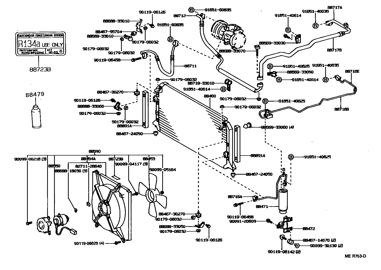 Toyota CAMRY Heating & Air Conditioning - Cooler Piping EPC diagram — MER753D