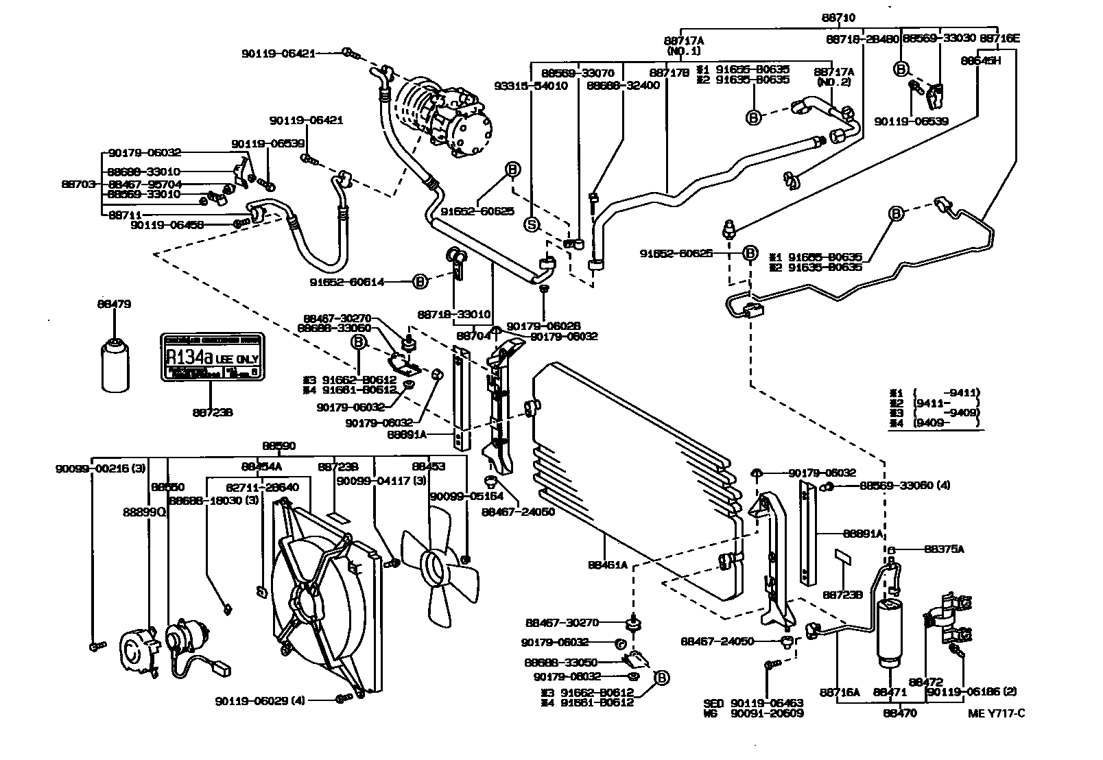 Toyota CAMRY Heating & Air Conditioning - Cooler Piping EPC diagram — MEY717C