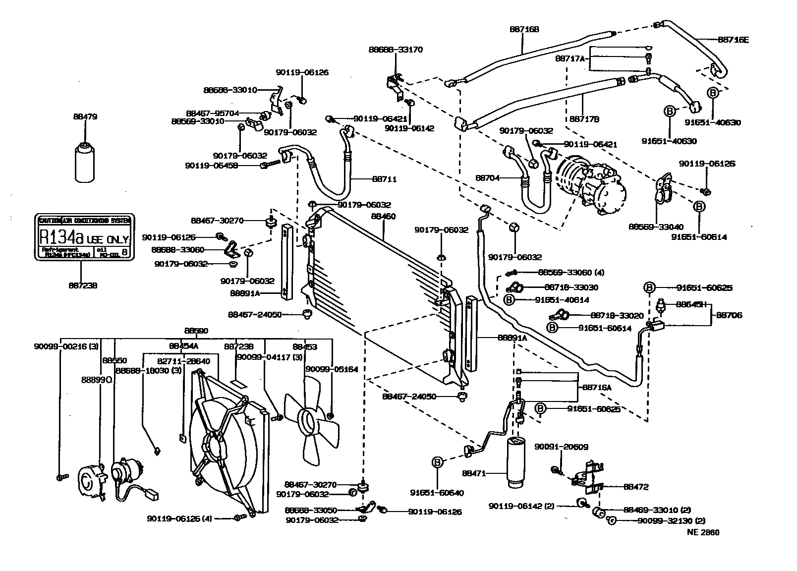Toyota CAMRY Heating & Air Conditioning - Cooler Piping EPC diagram — NE2860