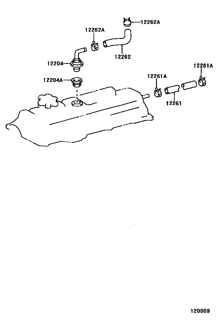 Toyota CAMRY Ventilation Hose EPC diagram — 120009