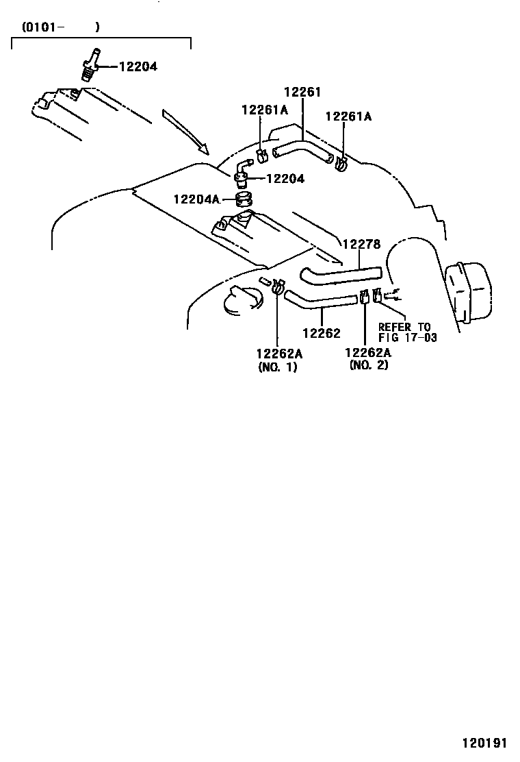 Toyota CAMRY Ventilation Hose EPC diagram — 120191