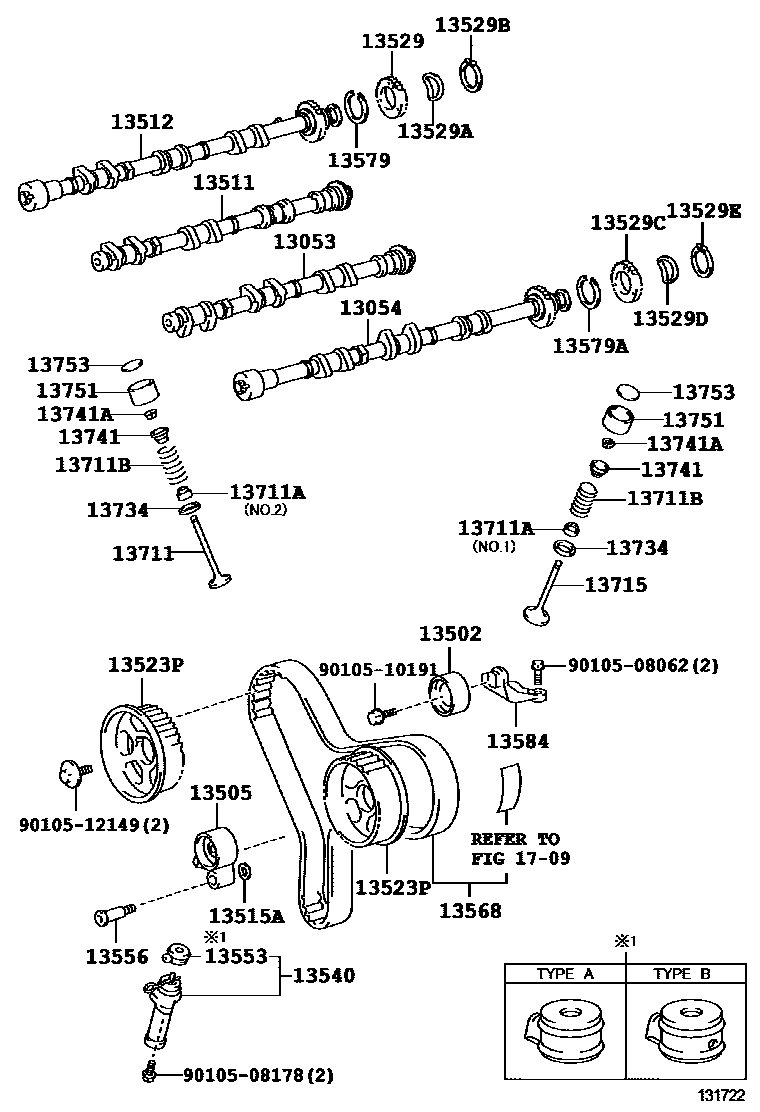 Toyota CAMRY Camshaft & Valve EPC diagram — 131722