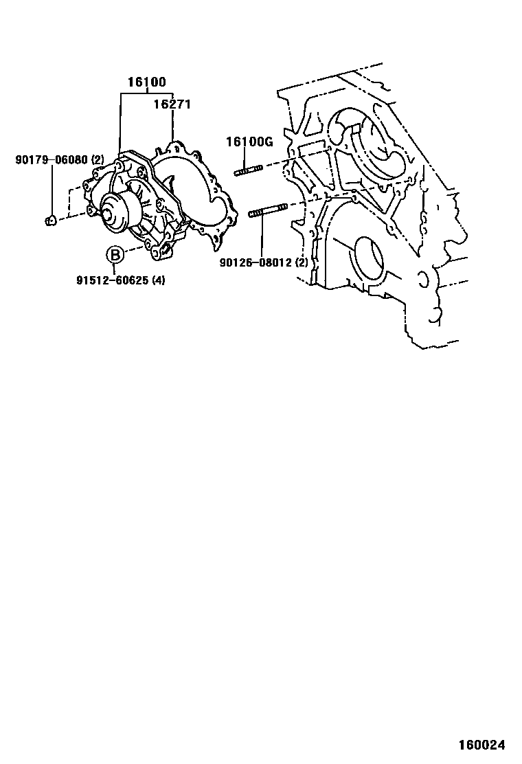Toyota CAMRY Water Pump EPC diagram — 160024