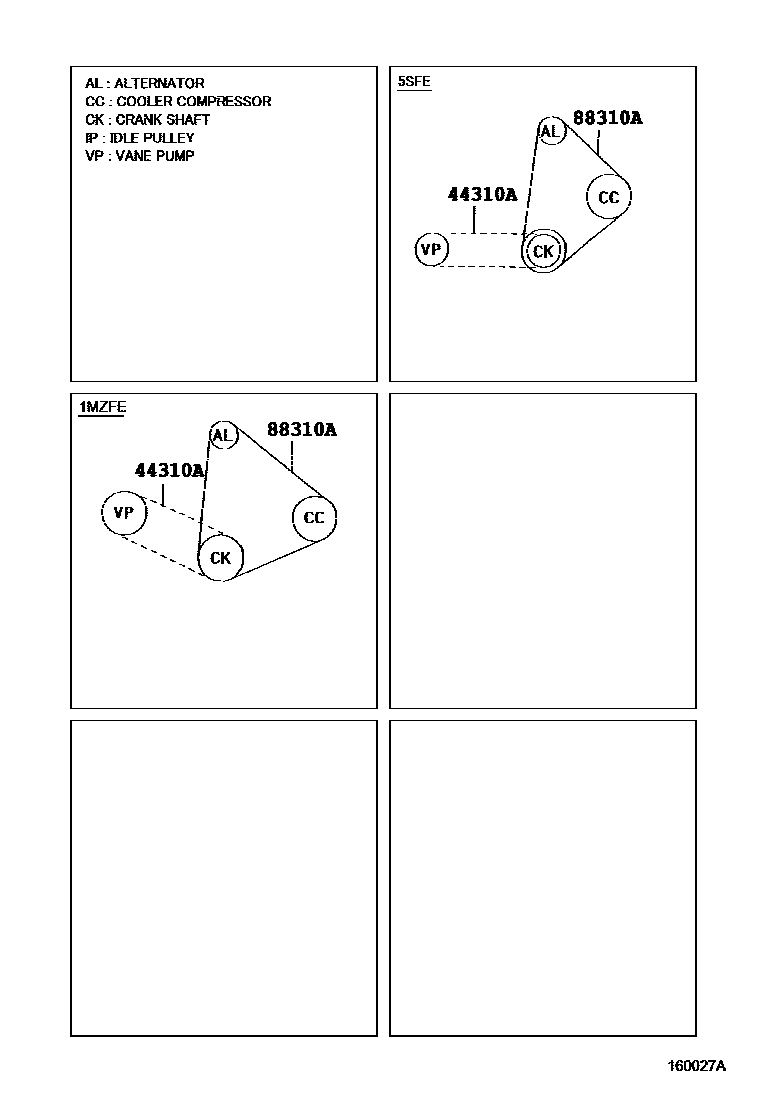 Toyota CAMRY V-Belt EPC diagram — 160027A