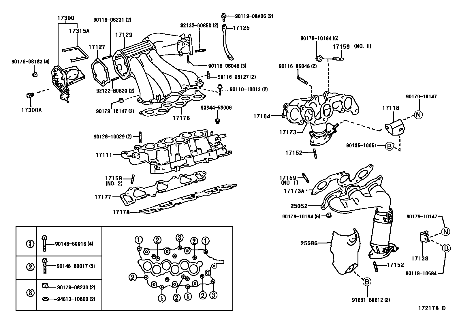 Toyota CAMRY Manifold EPC diagram — 172178D