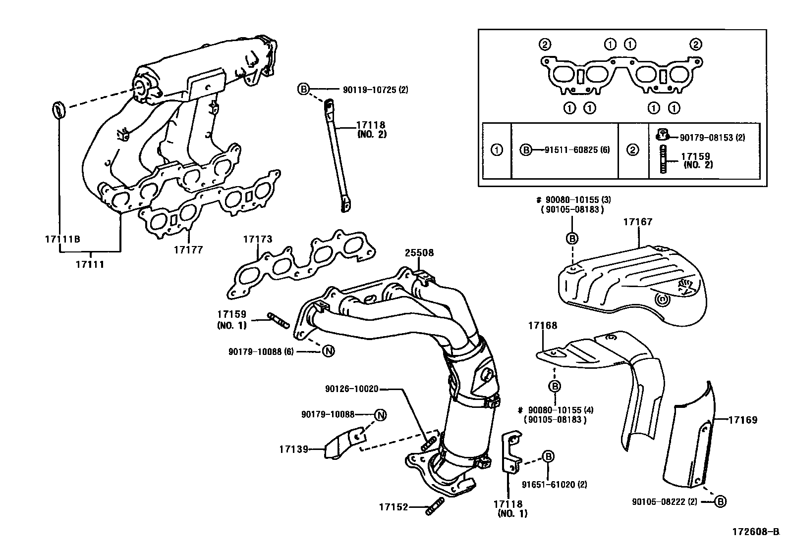 Toyota CAMRY Manifold EPC diagram — 172608B