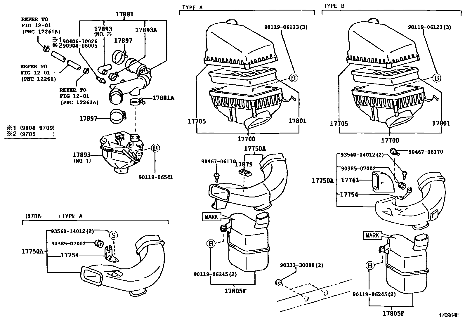 Toyota CAMRY Air Cleaner EPC diagram — 170964E