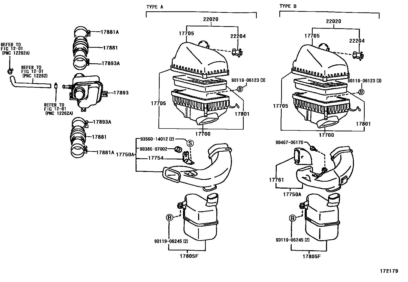 Toyota CAMRY Air Cleaner EPC diagram — 172179