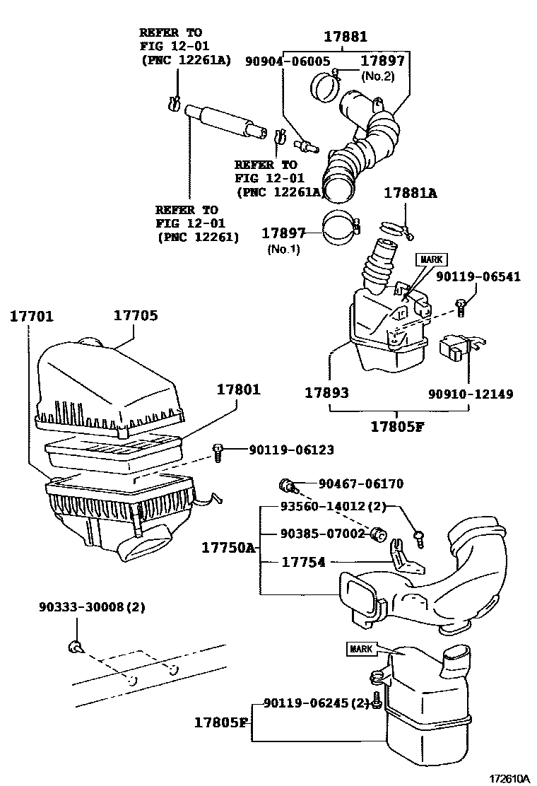 Toyota CAMRY Air Cleaner EPC diagram — 172610A