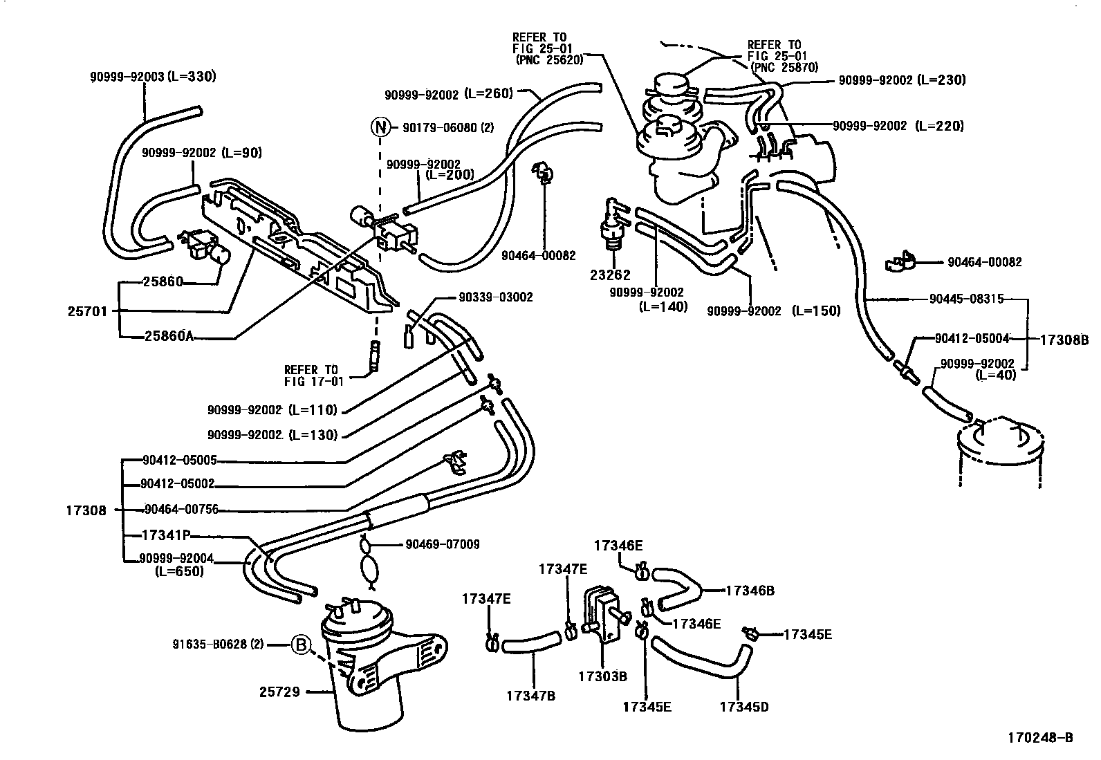 Toyota CAMRY vacuum tube EPC diagram — 170248B