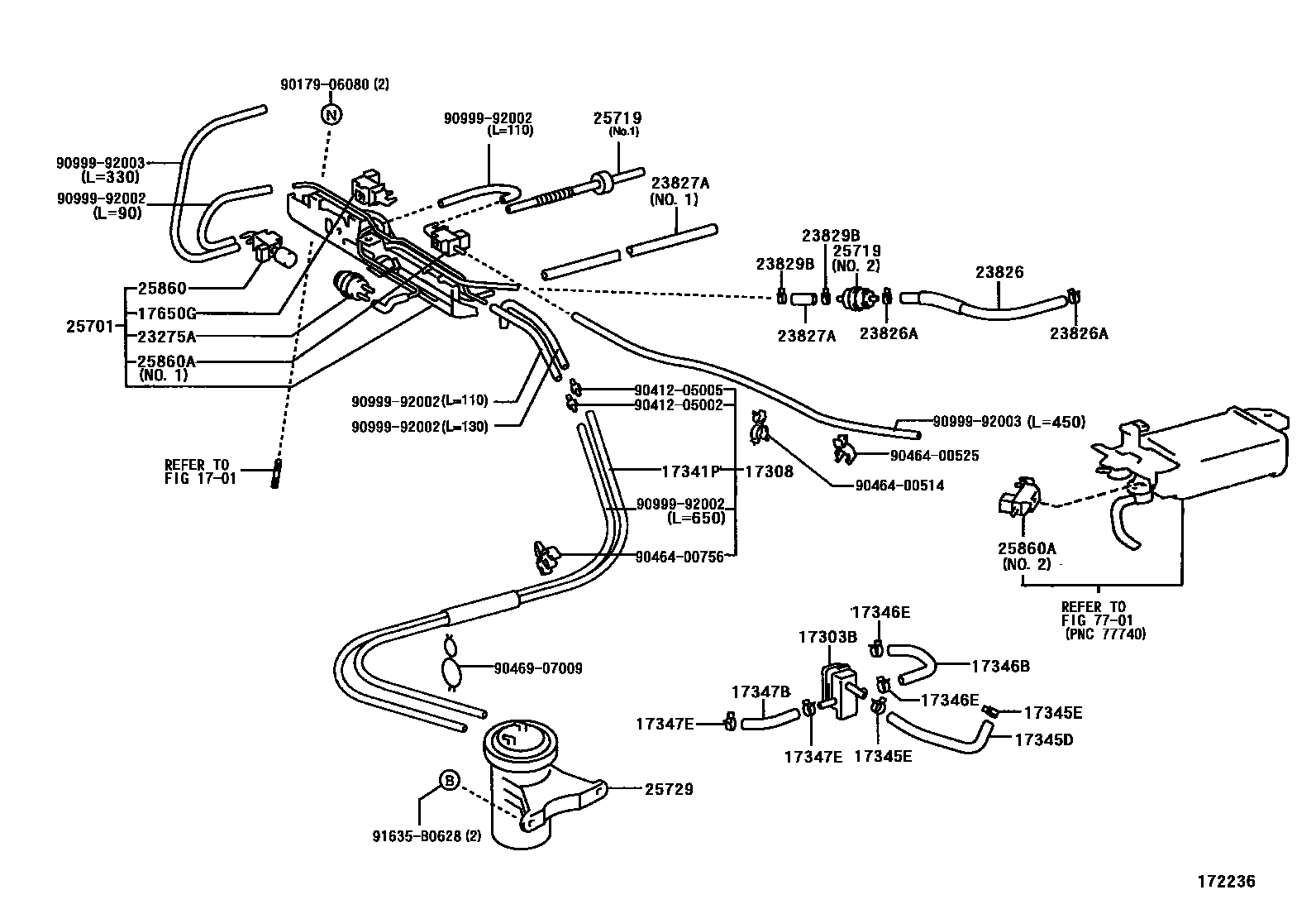 Toyota CAMRY vacuum tube EPC diagram — 172236
