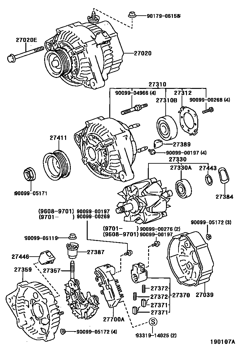 Toyota CAMRY Alternator EPC diagram — 190107A