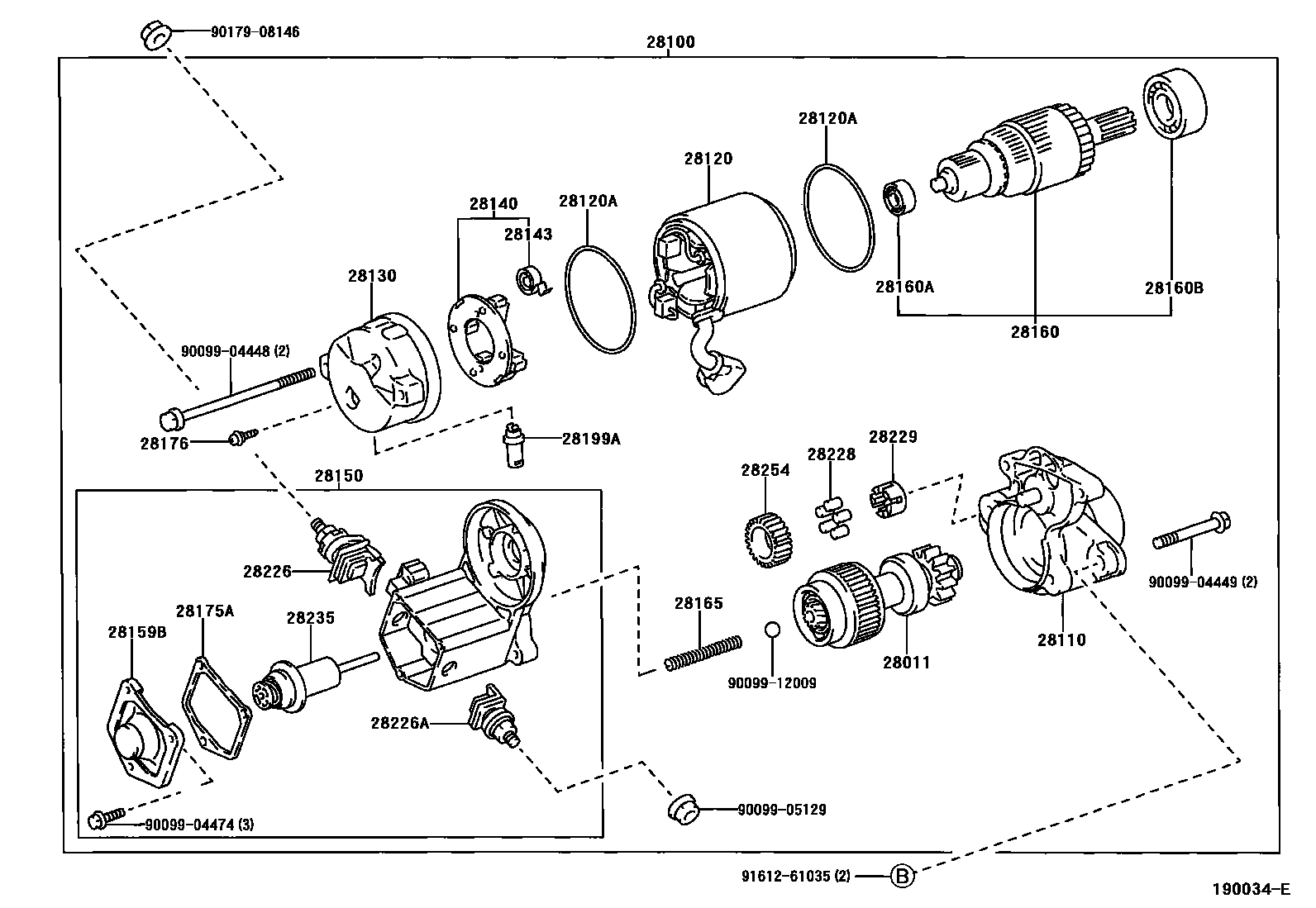 Toyota CAMRY 起动机 EPC diagram — 190034E