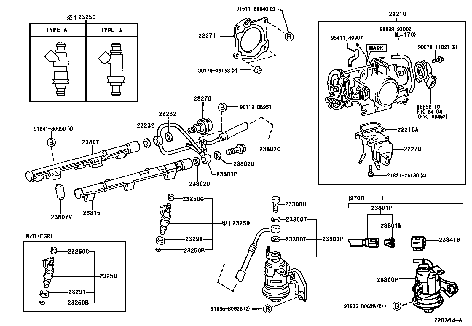Toyota CAMRY 燃油喷射系统 EPC diagram — 220364A
