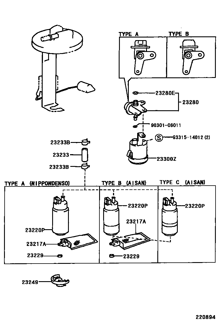 Toyota CAMRY 燃油喷射系统 EPC diagram — 220894