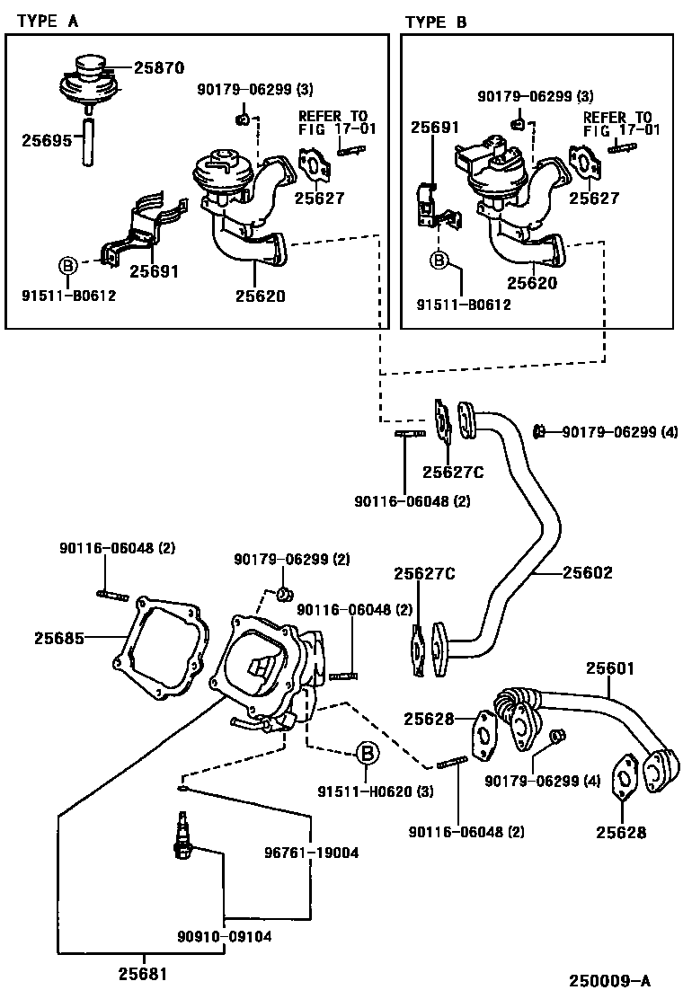 Toyota CAMRY 废气再循环系统 EPC diagram — 250009A