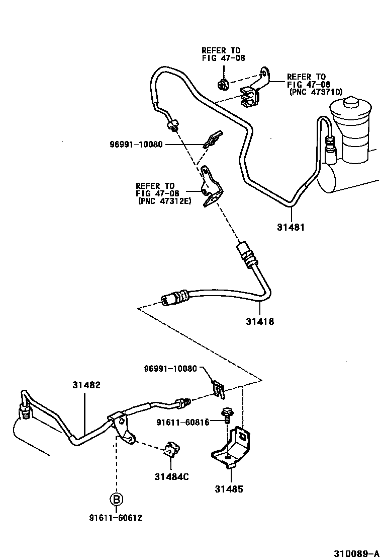 Toyota CAMRY 离合器踏板和挠性软管 EPC diagram — 310089A