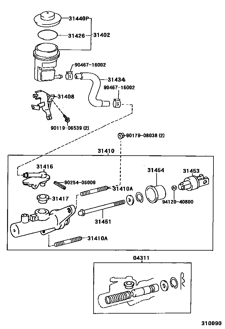 Toyota CAMRY 离合器总泵 EPC diagram — 310090