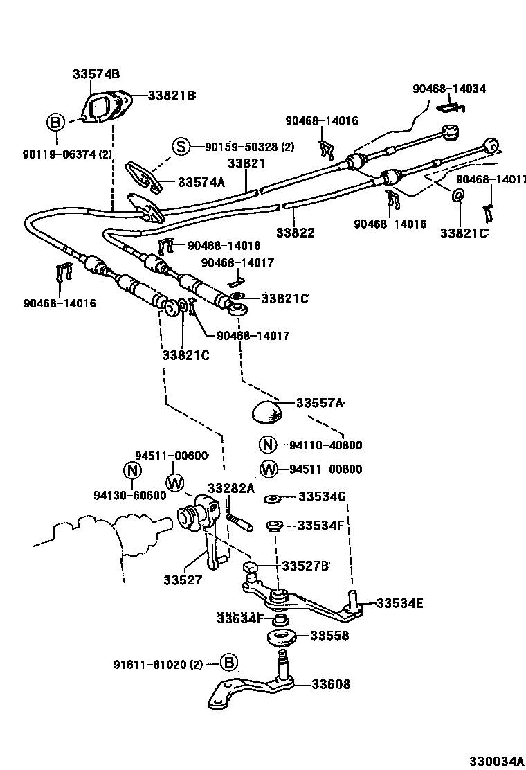 Toyota CAMRY Shift Lever & Retainer EPC diagram — 330034A