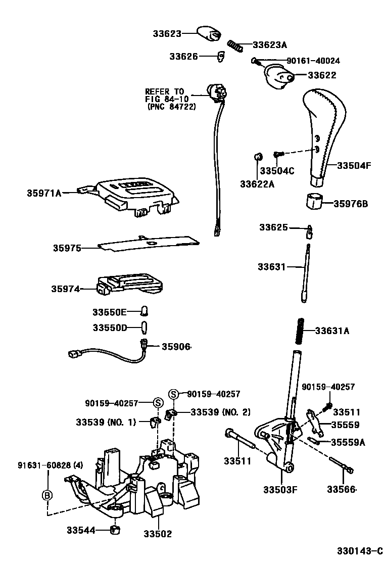 Toyota CAMRY Shift Lever & Retainer EPC diagram — 330143C