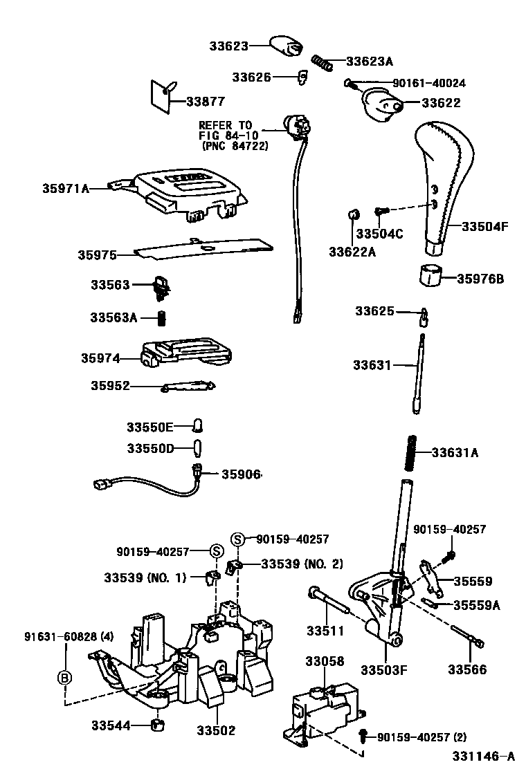 Toyota CAMRY Shift Lever & Retainer EPC diagram — 331146A