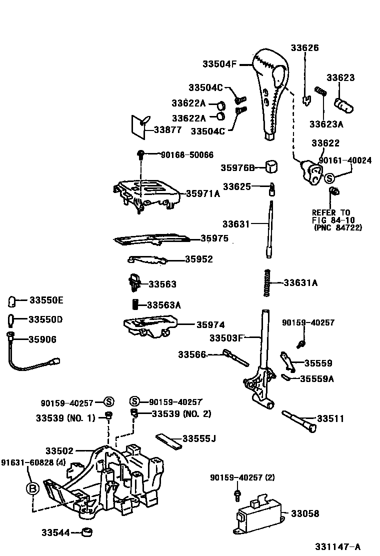 Toyota CAMRY Shift Lever & Retainer EPC diagram — 331147A