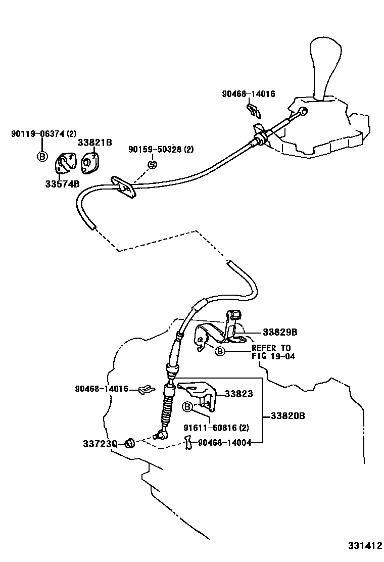 Toyota CAMRY Shift Lever & Retainer EPC diagram — 331412