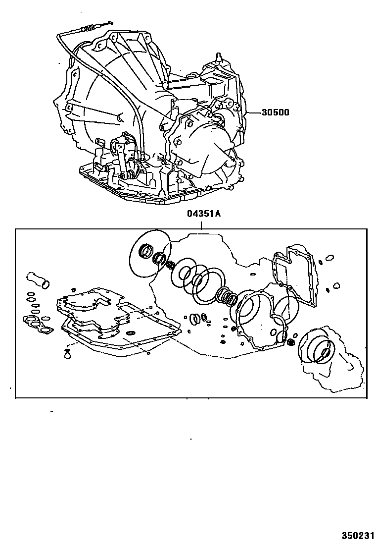 Toyota CAMRY 传动桥或变速器总成和衬垫组件(ATM) EPC diagram — 350231