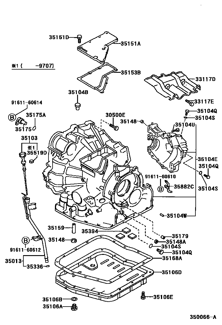 Toyota CAMRY 变速器壳和油底壳(ATM) EPC diagram — 350066A