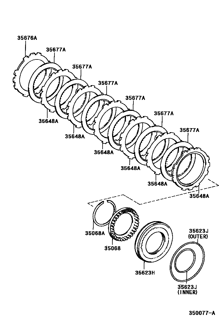Toyota CAMRY 3号制动器、一档和倒档制动器(ATM) EPC diagram — 350077A