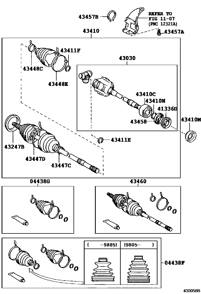 Toyota CAMRY Front Drive Shaft EPC diagram — 430058B