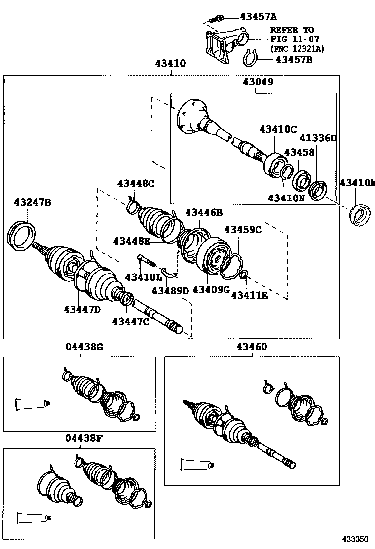 Toyota CAMRY Front Drive Shaft EPC diagram — 433350