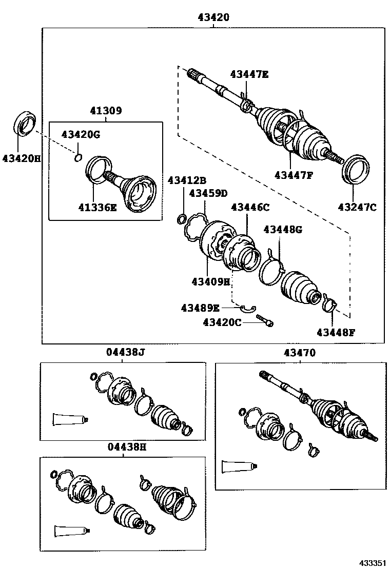 Toyota CAMRY Front Drive Shaft EPC diagram — 433351