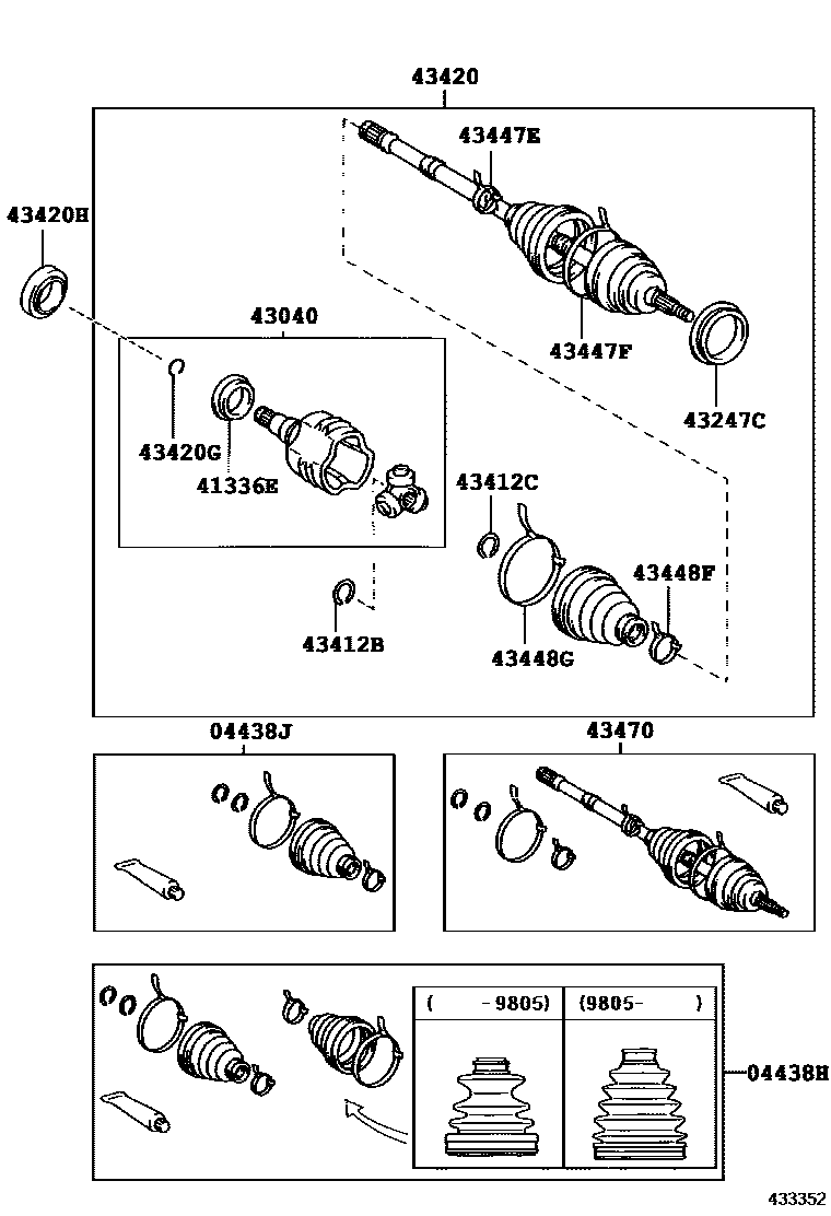 Toyota CAMRY Front Drive Shaft EPC diagram — 433352