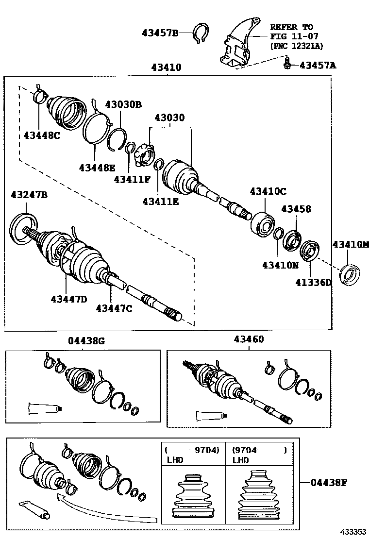 Toyota CAMRY Front Drive Shaft EPC diagram — 433353