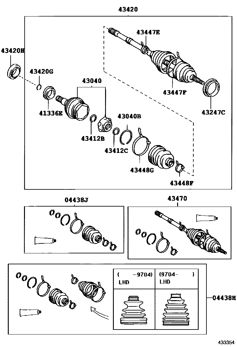 Toyota CAMRY Front Drive Shaft EPC diagram — 433354