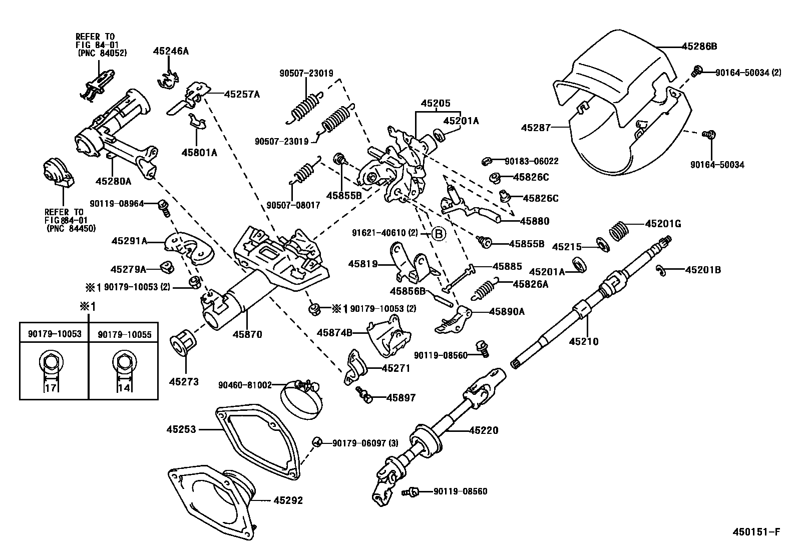 Toyota CAMRY Steering Column & Shaft EPC diagram — 450151F