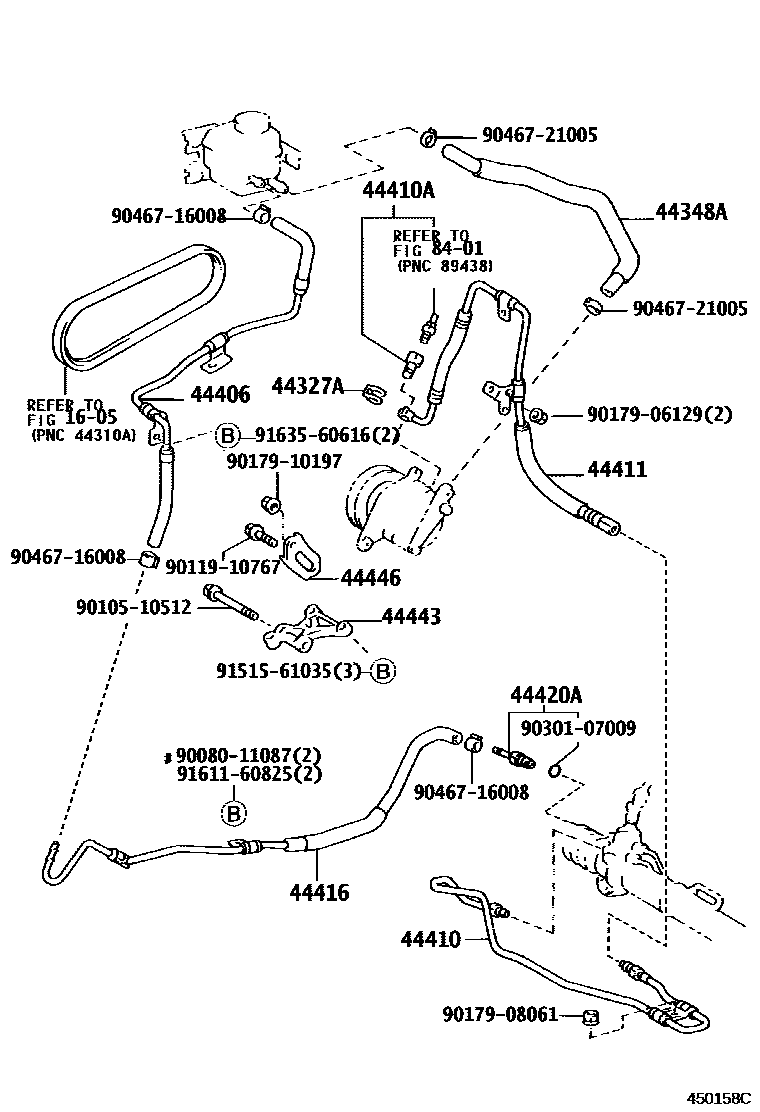 Toyota CAMRY 动力转向配管 EPC diagram — 450158C