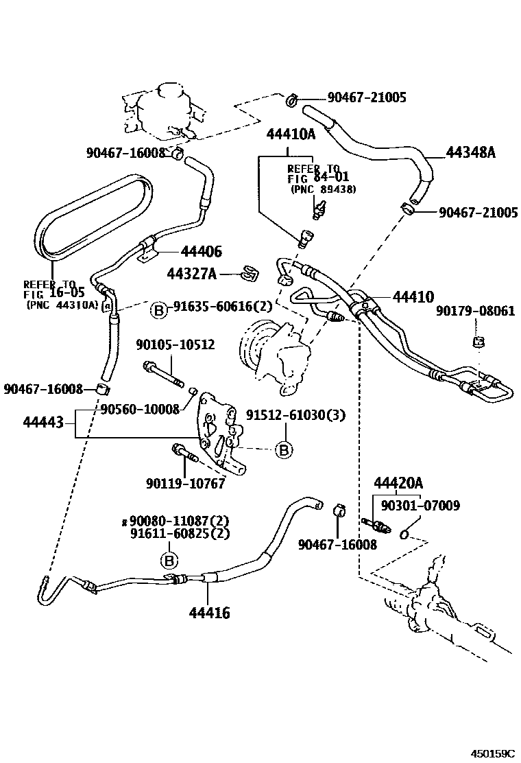 Toyota CAMRY 动力转向配管 EPC diagram — 450159C