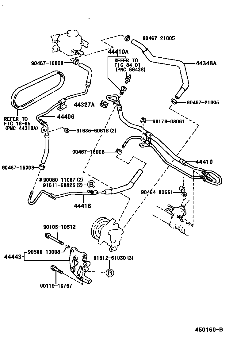 Toyota CAMRY 动力转向配管 EPC diagram — 450160B