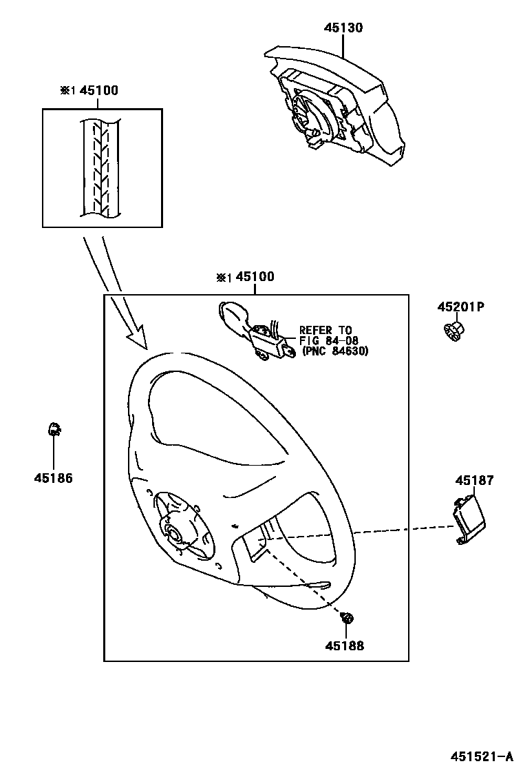 Toyota CAMRY Steering Wheel EPC diagram — 451521A