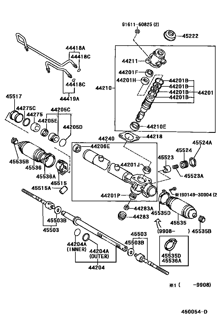 Toyota CAMRY 前转向齿轮和连杆 EPC diagram — 450054D