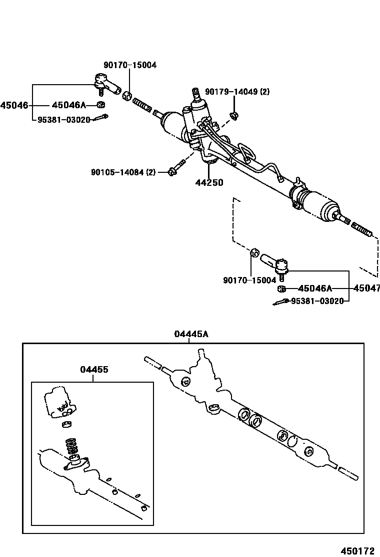 Toyota CAMRY 前转向齿轮和连杆 EPC diagram — 450172