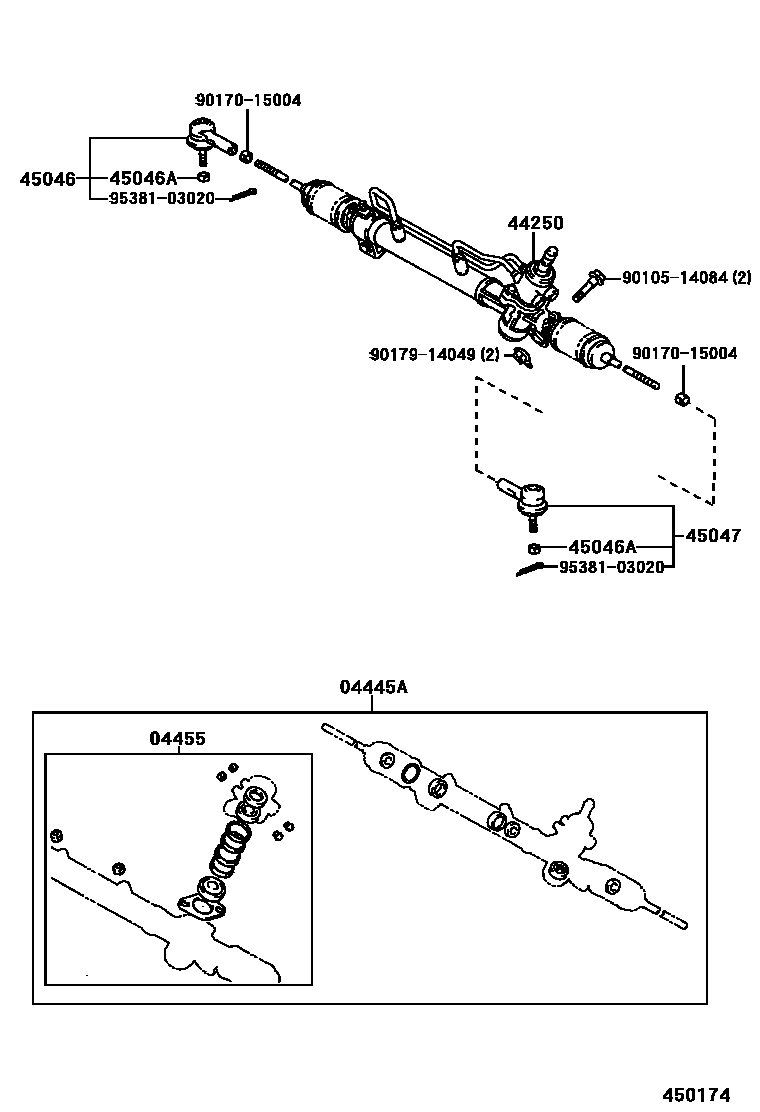 Toyota CAMRY 前转向齿轮和连杆 EPC diagram — 450174