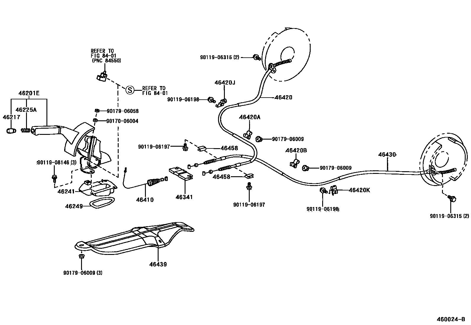 Toyota CAMRY Parking Brake & Cable EPC diagram — 460024B
