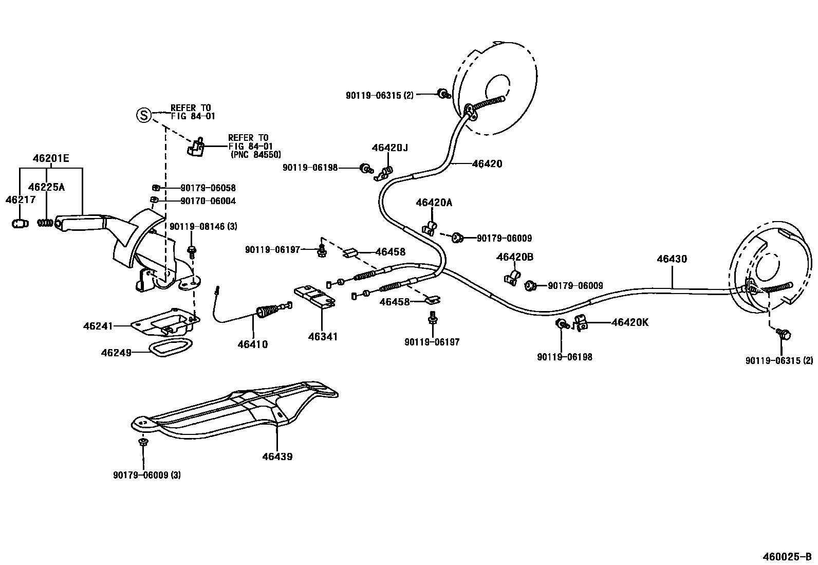 Toyota CAMRY Parking Brake & Cable EPC diagram — 460025B